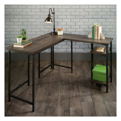 Industrial Style L-Shaped Desk Smoked Oak