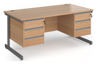 Bravo Contract 25 Cantilever Straight Desk with 2 x Three Drawer Pedestals
