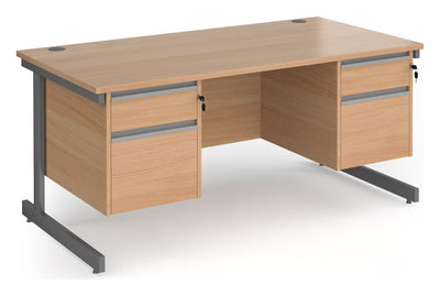 Bravo Contract 25 Cantilever Straight Desk with 2 x Two Drawer Pedestals