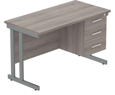Core Double Upright Desk with 3 Drawer Fixed Pedestal