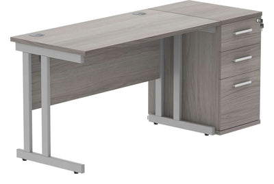 Core Double Upright Desk with Desk High Pedestal