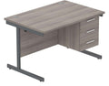 Core Single Upright Desk with 3 Drawer Fixed Pedestal in Alaskan Grey Oak