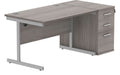 Core Single Upright Desk with Desk High Pedestal in Alaskan Grey Oak