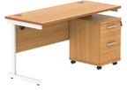 Core Single Upright Desk with 2 Drawer Mobile Pedestal in Norwegian Beech