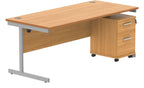 Core Single Upright Desk with 2 Drawer Mobile Pedestal in Norwegian Beech