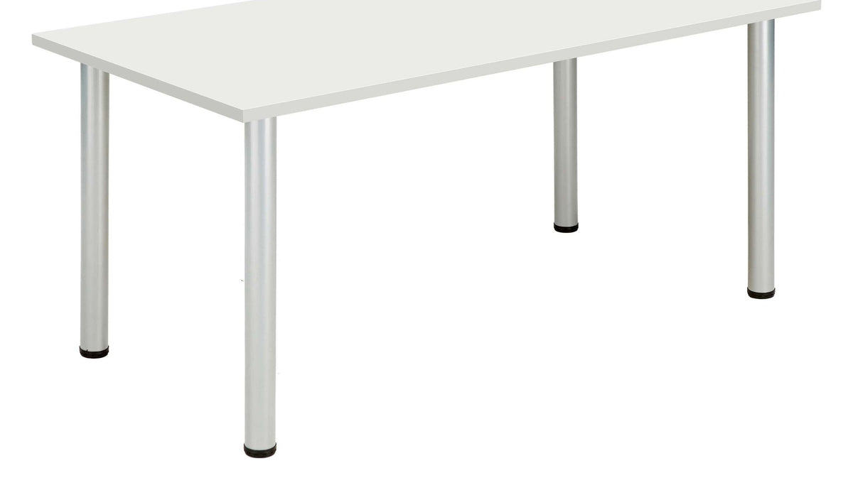 Core Pole Leg Rectangular Meeting Table in Arctic White