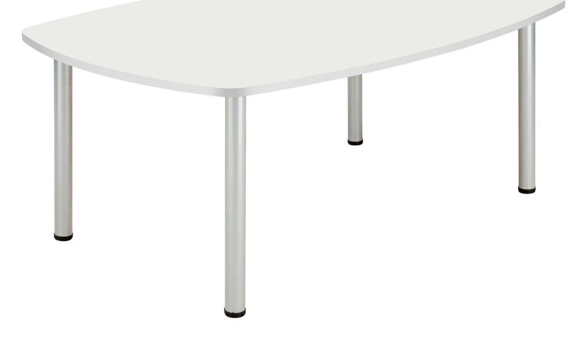 Core Pole Leg Barrel Shaped Meeting Table in Arctic White