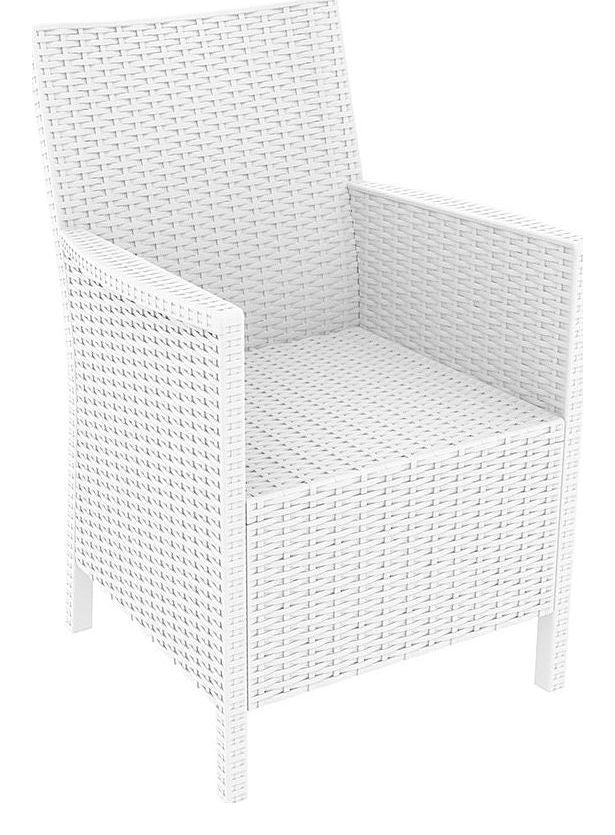 California Rattan Arm Chair White Without Beige Cushion