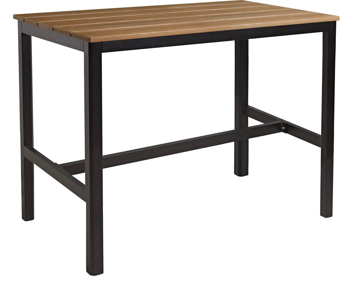 EKO Black Square Mid Height Aluminium Troy Table, Aged Golden Oak Top, 119x69cm