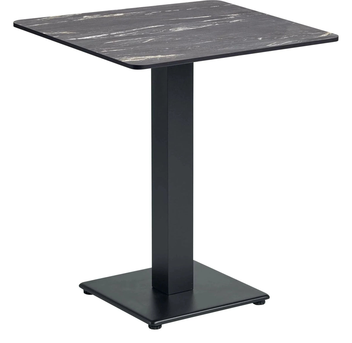 Extrema Complete Dining Table, 119x69cm Rectangle, Black Marble 'Textured' with Anzio Black Base