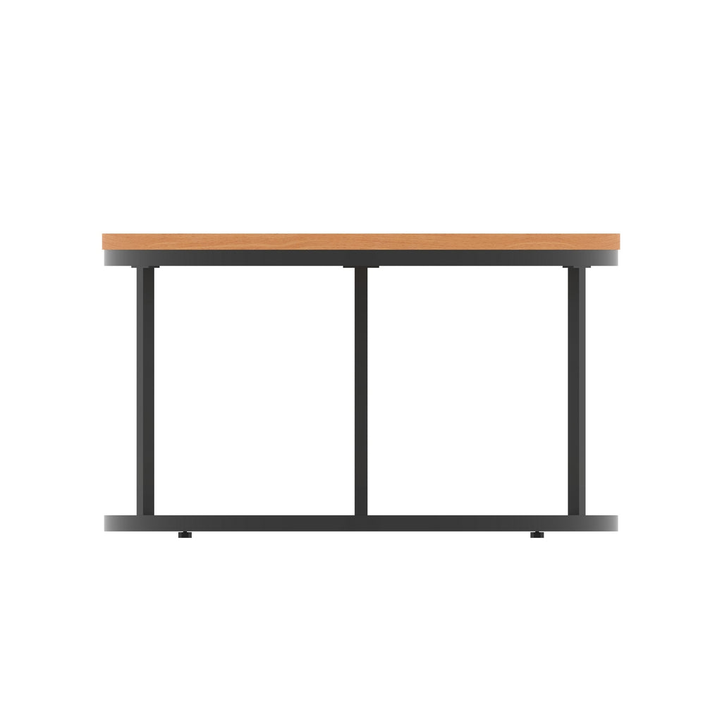 Impulse Round Coffee Table with Metal Frame, beech top, black frame, 800mm, view 3