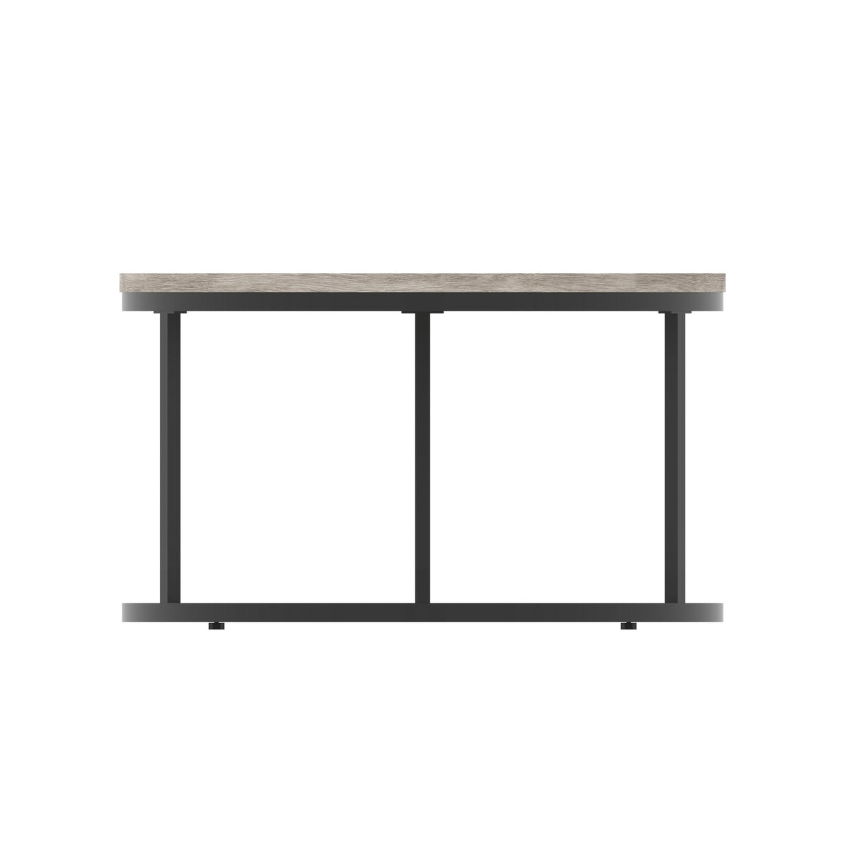 Impulse Round Coffee Table with Metal Frame, grey oak top, black frame, 800mm, view 3