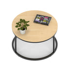 Impulse Round Coffee Table with Metal Frame, maple top, black frame, 800mm, view 2
