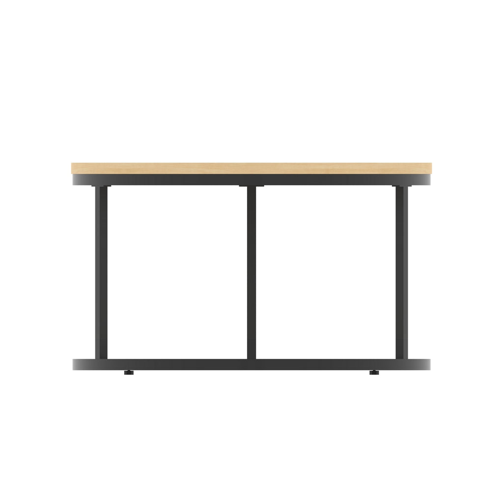 Impulse Round Coffee Table with Metal Frame, maple top, black frame, 800mm, view 3