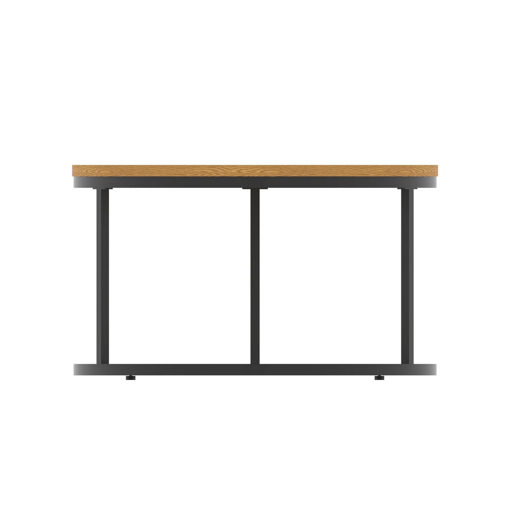 Impulse Round Coffee Table with Metal Frame, oak top, black frame, 800mm, view 3