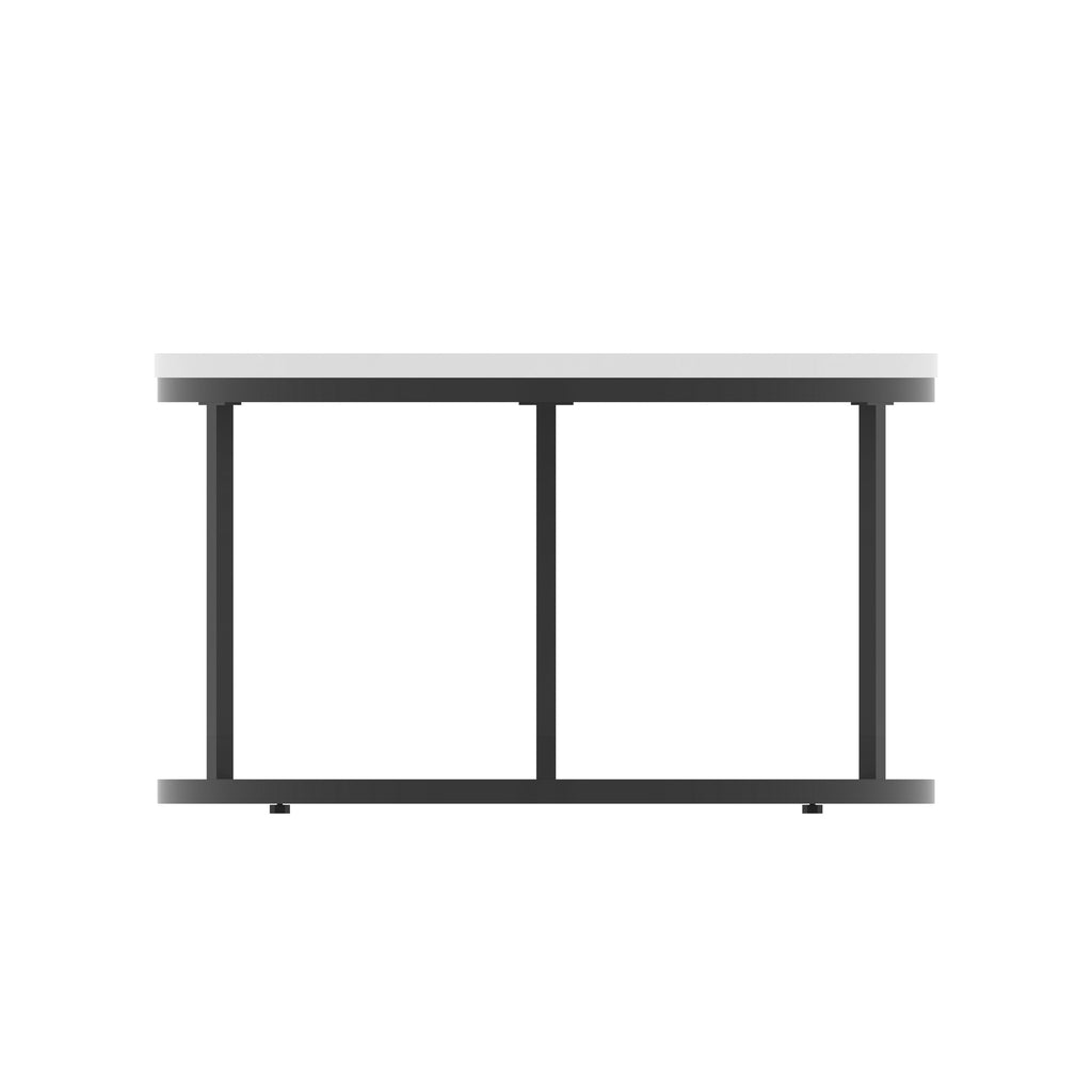 Impulse Round Coffee Table with Metal Frame, white top, black frame, 800mm, view 3