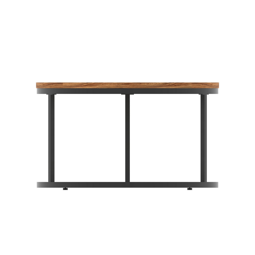Impulse Round Coffee Table with Metal Frame, walnut top, black frame, 800mm, view 3