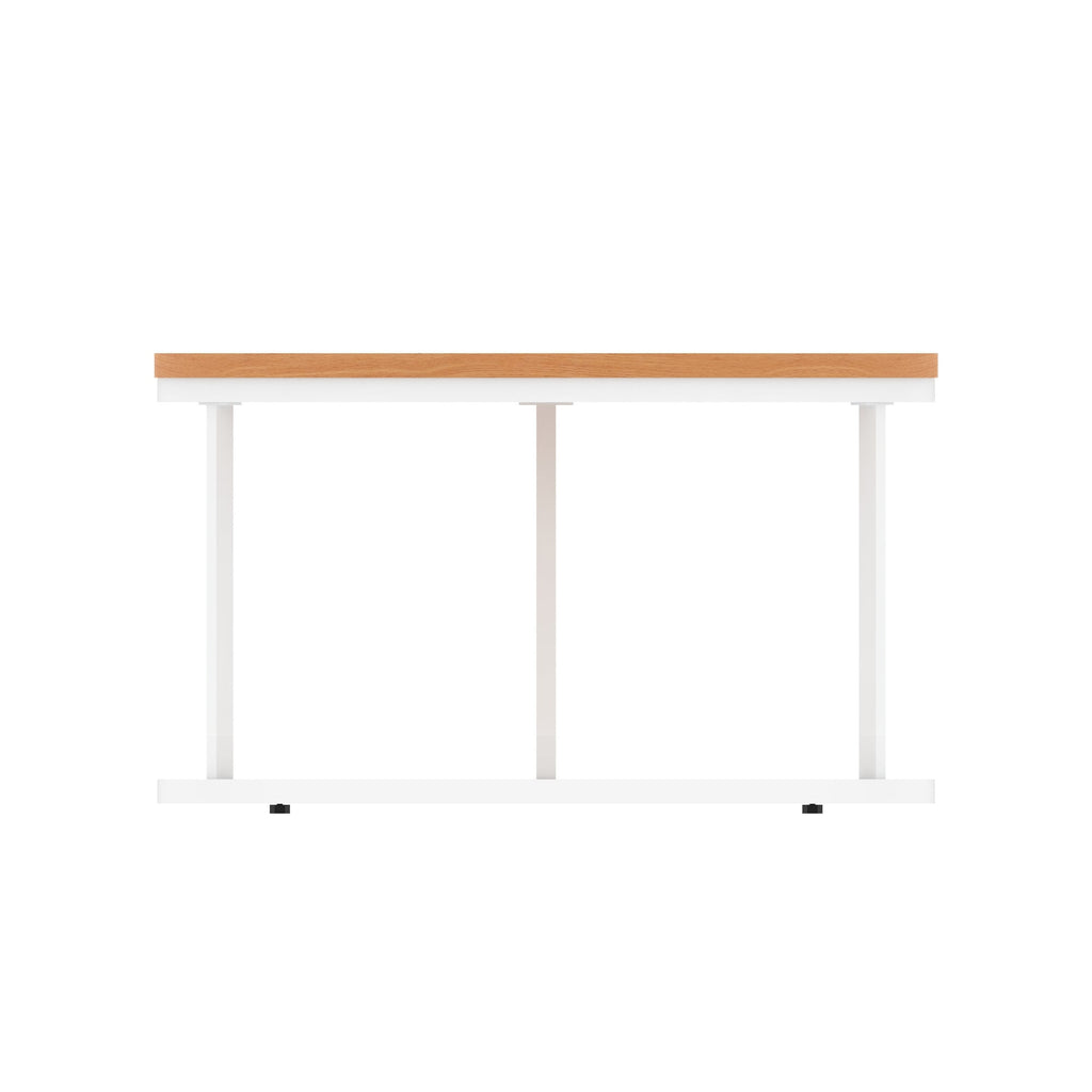 Impulse Round Coffee Table with Metal Frame, beech top, white frame, 800mm, view 3
