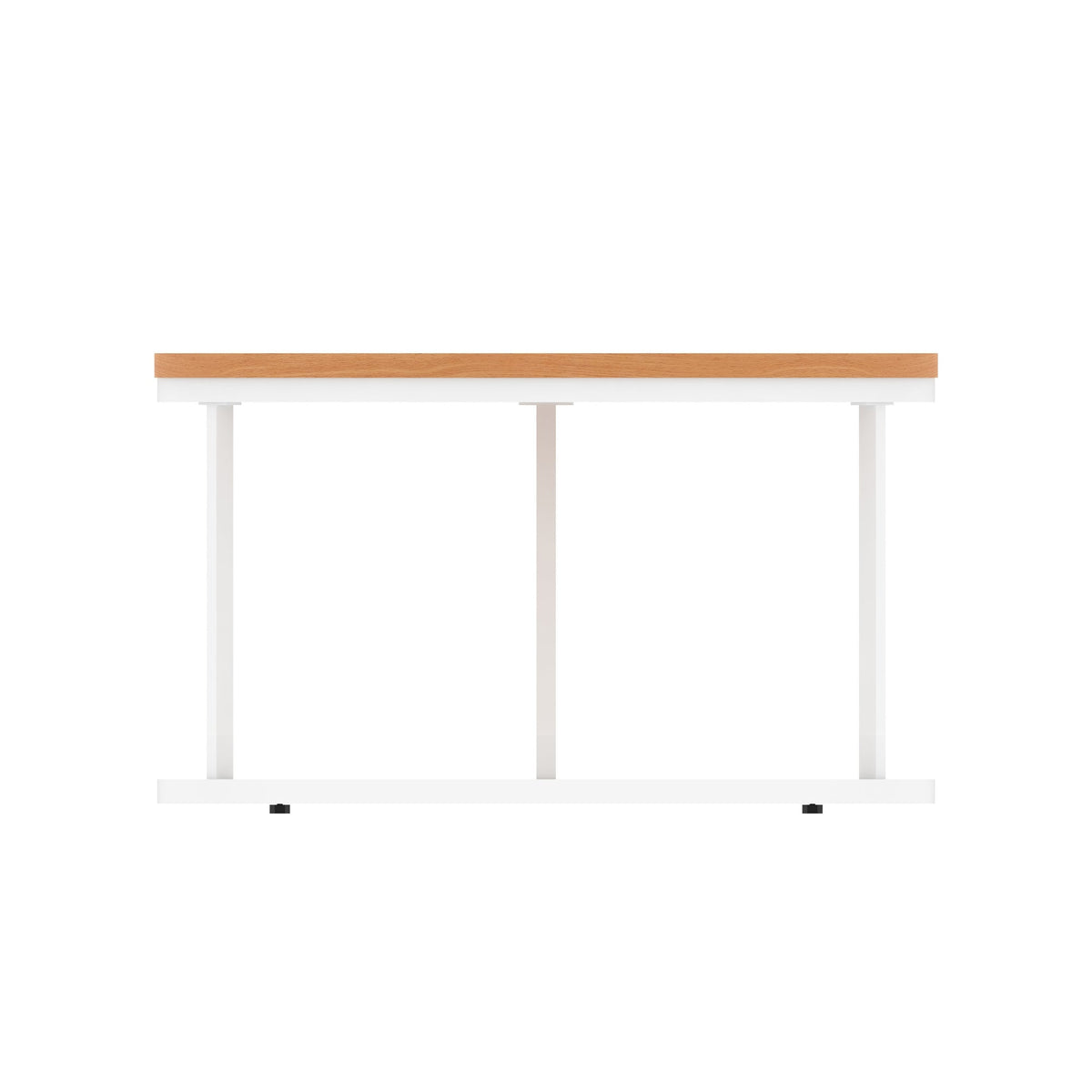 Impulse Round Coffee Table with Metal Frame, beech top, white frame, 800mm, view 3