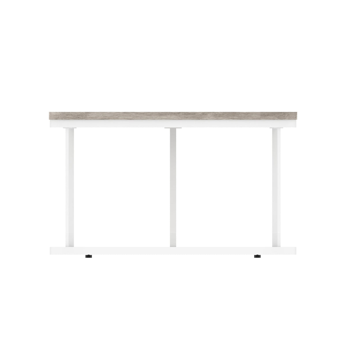 Impulse Round Coffee Table with Metal Frame, grey oak top, white frame, 800mm, view 3