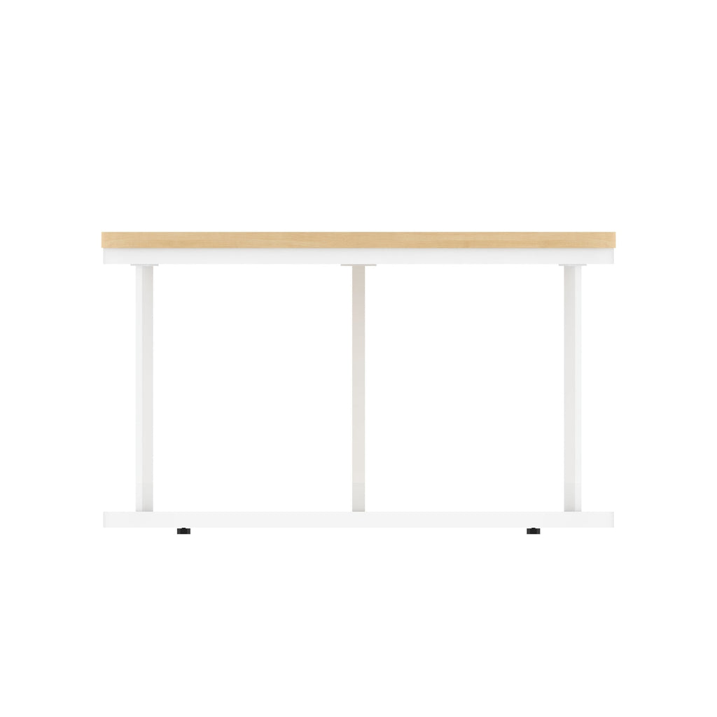 Impulse Round Coffee Table with Metal Frame, maple top, white frame, 800mm, view 3
