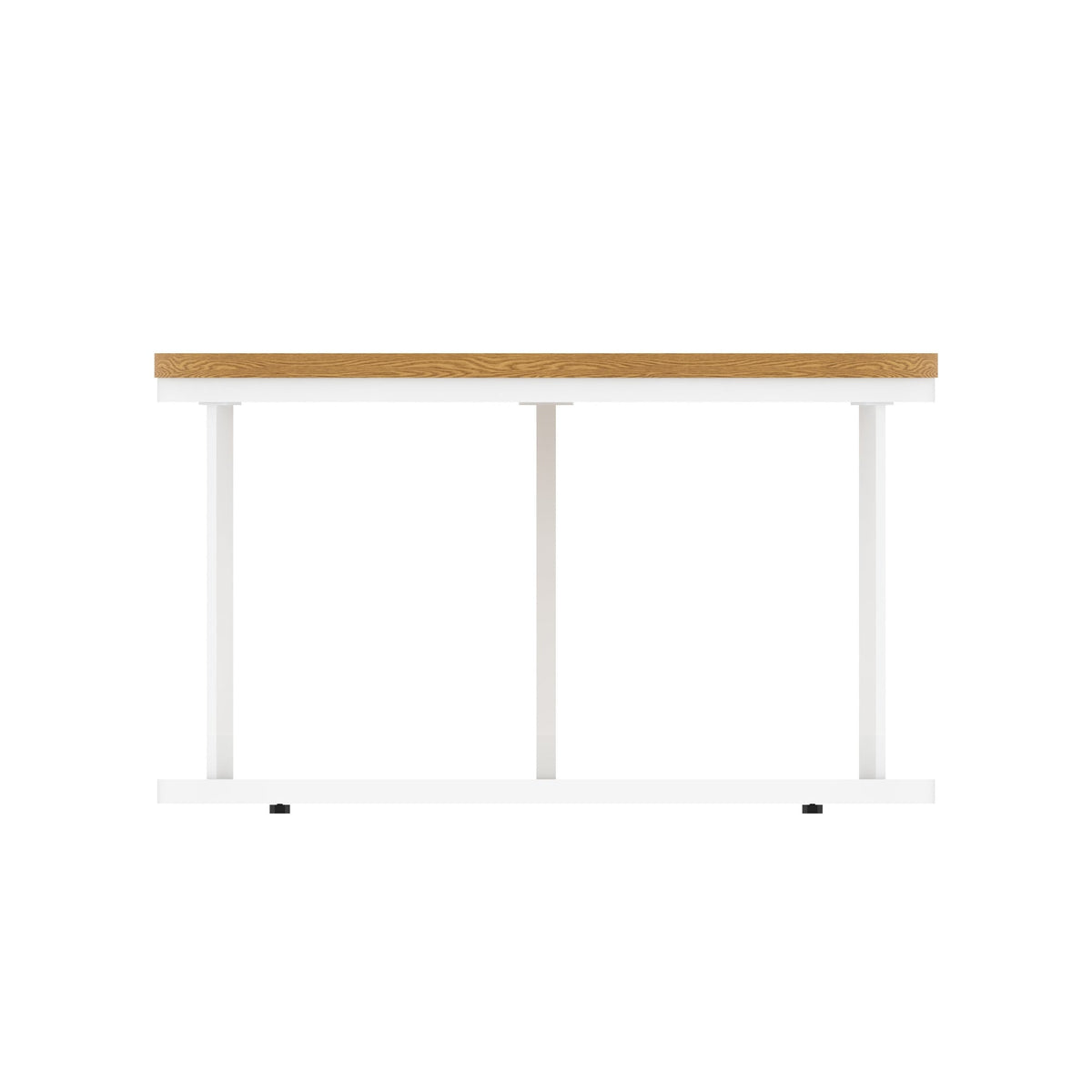 Impulse Round Coffee Table with Metal Frame, oak top, white frame, 800mm, view 3