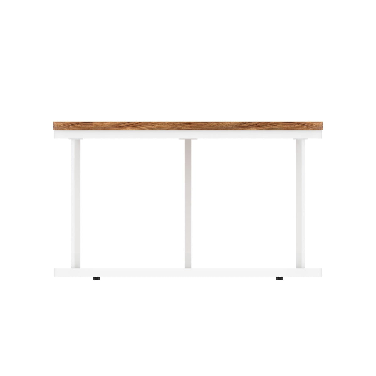 Impulse Round Coffee Table with Metal Frame, walnut top, white frame, 800mm, view 3