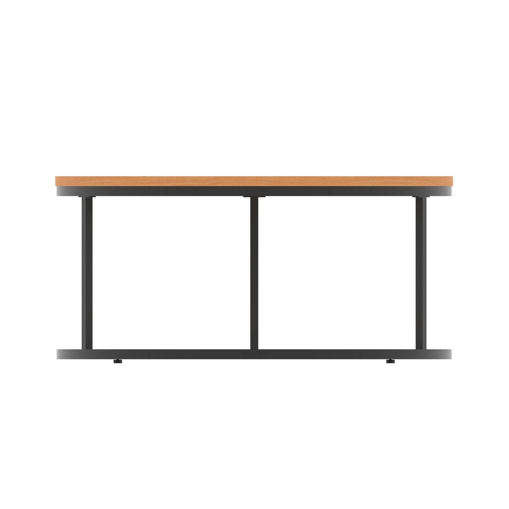 Impulse Round Coffee Table with Metal Frame, beech top, black frame, 1000mm, view 3