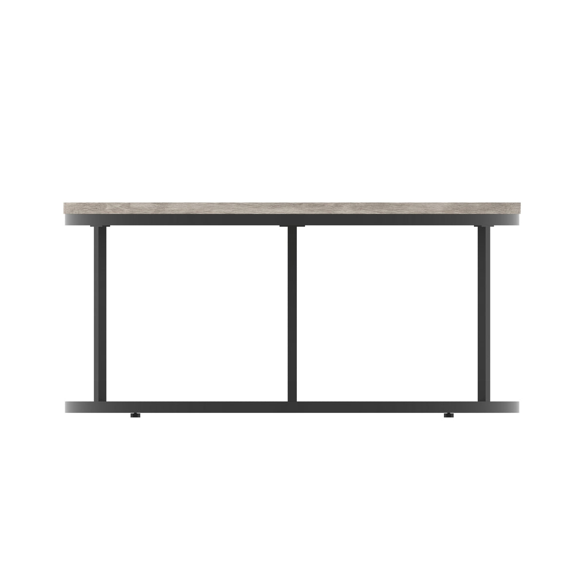 Impulse Round Coffee Table with Metal Frame, grey oak top, black frame, 1000mm, view 3