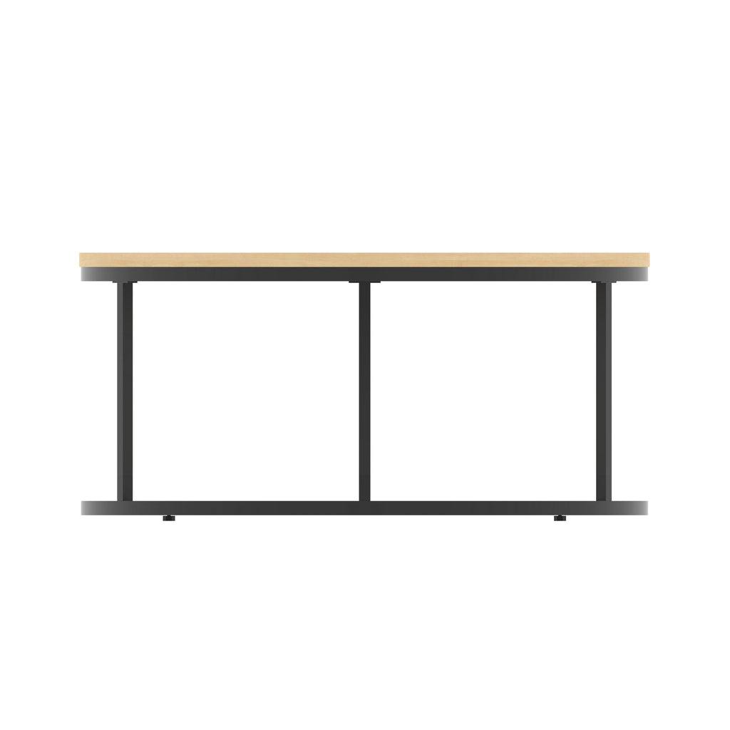 Impulse Round Coffee Table with Metal Frame, maple top, black frame, 1000mm, view 3