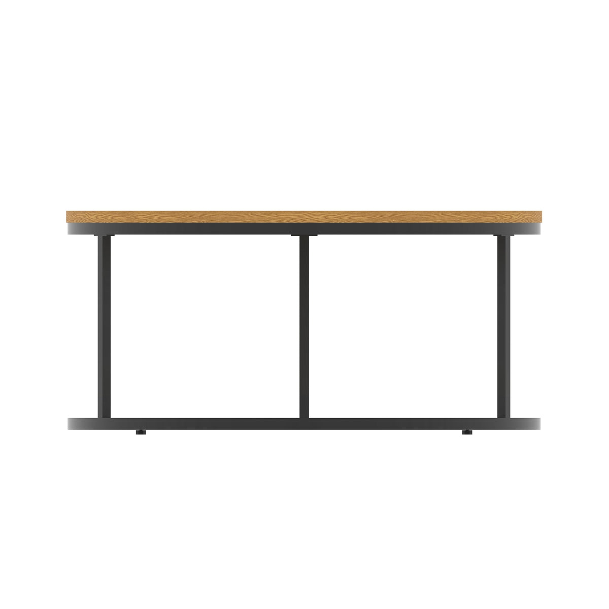 Impulse Round Coffee Table with Metal Frame, oak top, black frame, 1000mm, view 3