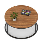 Impulse Round Coffee Table with Metal Frame, walnut top, black frame, 1000mm, view 2