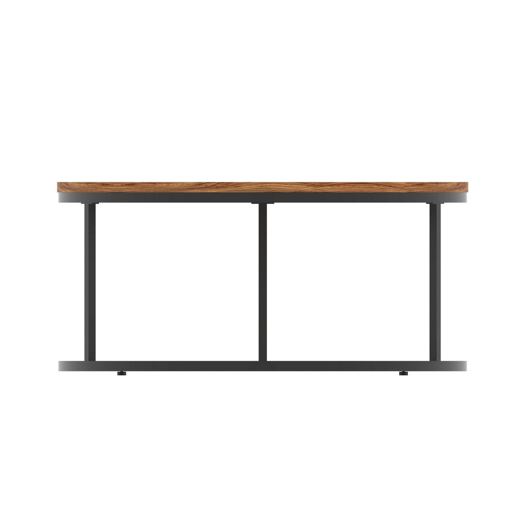 Impulse Round Coffee Table with Metal Frame, walnut top, black frame, 1000mm, view 3