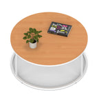Impulse Round Coffee Table with Metal Frame, beech top, white frame, 1000mm, view 2