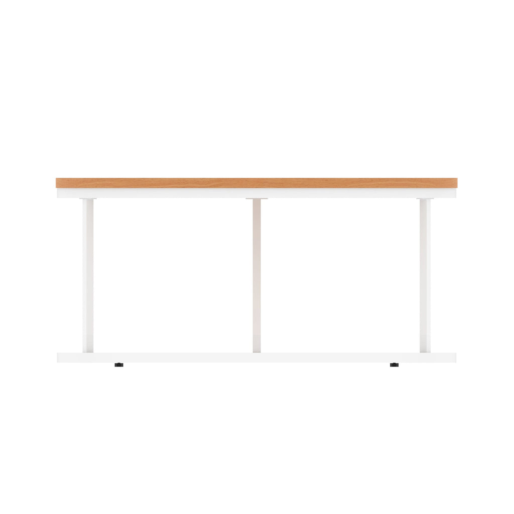 Impulse Round Coffee Table with Metal Frame, beech top, white frame, 1000mm, view 3