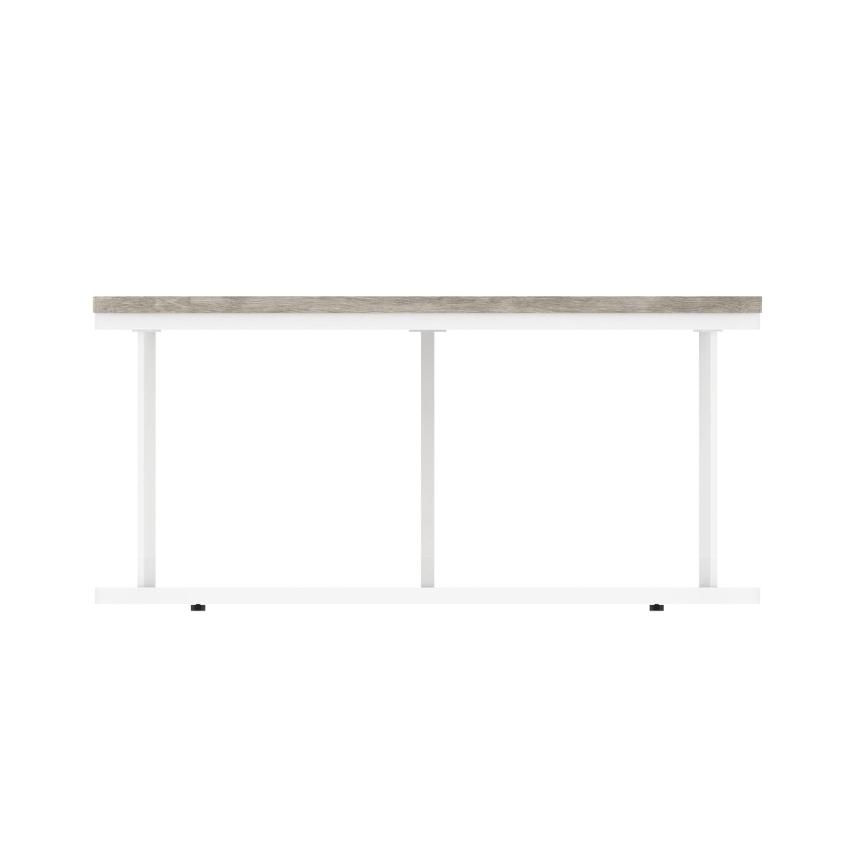 Impulse Round Coffee Table with Metal Frame, grey oak top, white frame, 1000mm, view 3