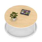Impulse Round Coffee Table with Metal Frame, maple top, white frame, 1000mm, view 2