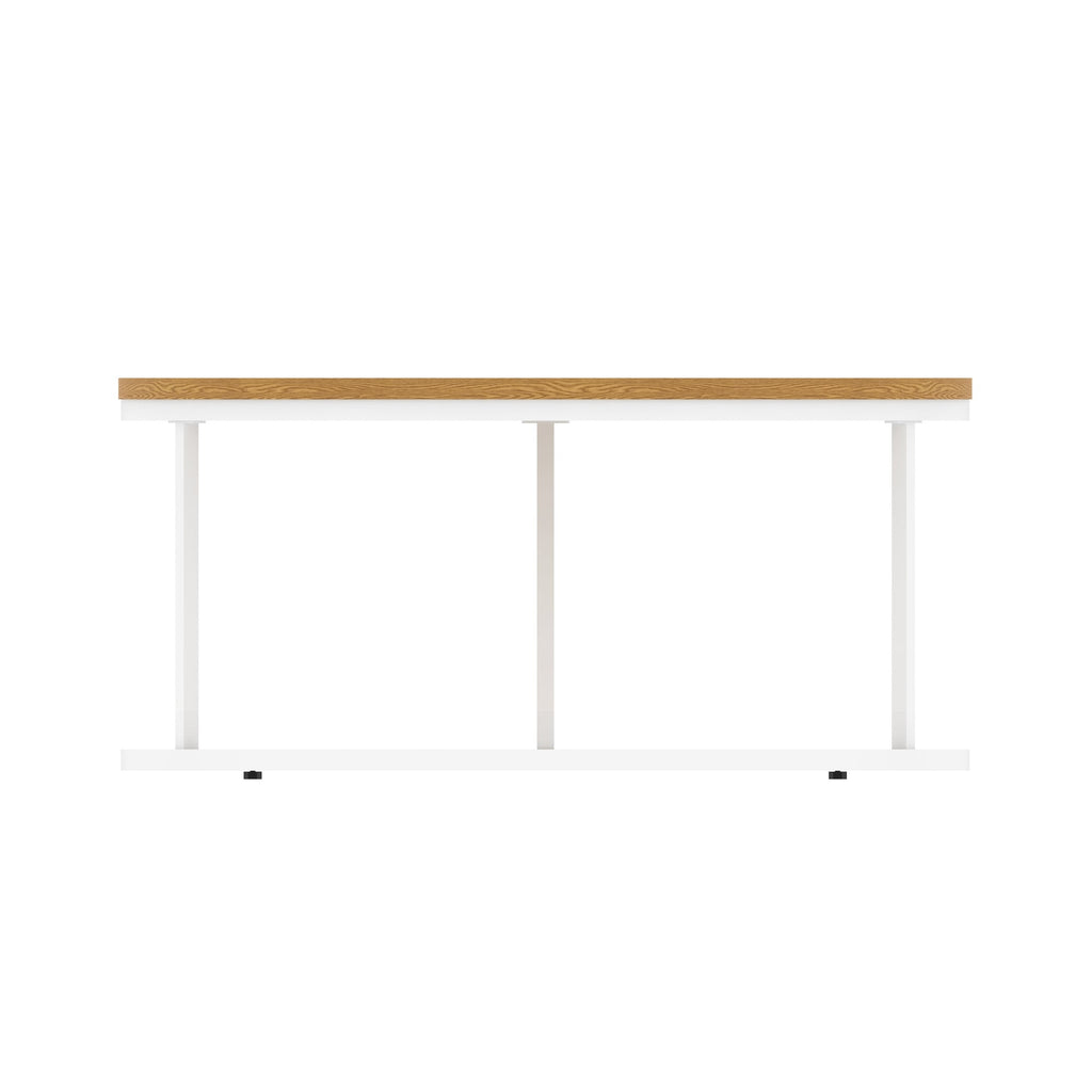 Impulse Round Coffee Table with Metal Frame, oak top, white frame, 1000mm, view 3