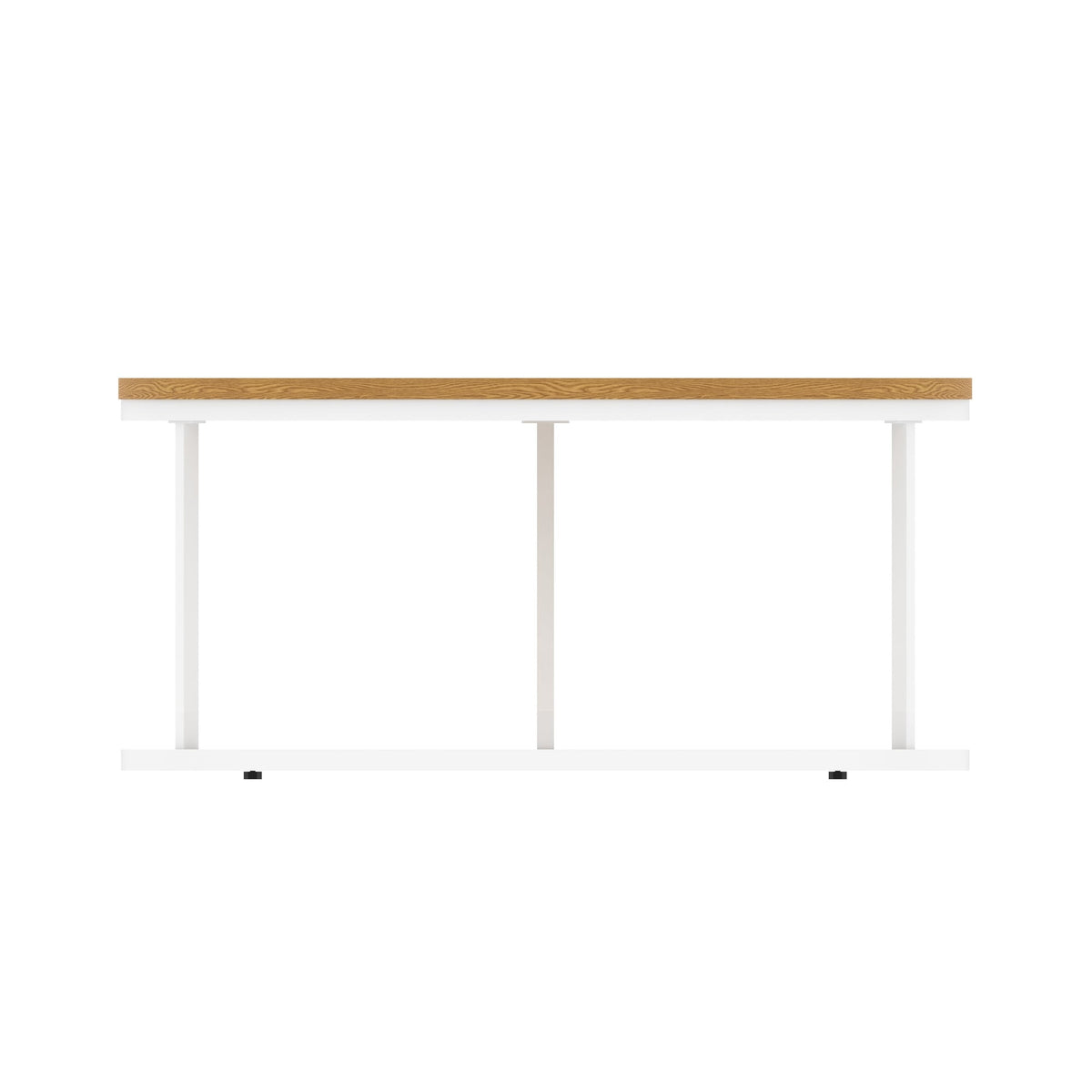 Impulse Round Coffee Table with Metal Frame, oak top, white frame, 1000mm, view 3