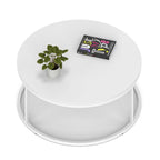 Impulse Round Coffee Table with Metal Frame, white top, white frame, 1000mm, view 2