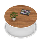 Impulse Round Coffee Table with Metal Frame, walnut top, white frame, 1000mm, view 2