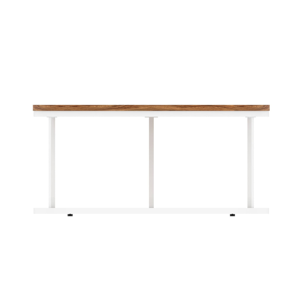 Impulse Round Coffee Table with Metal Frame, walnut top, white frame, 1000mm, view 3
