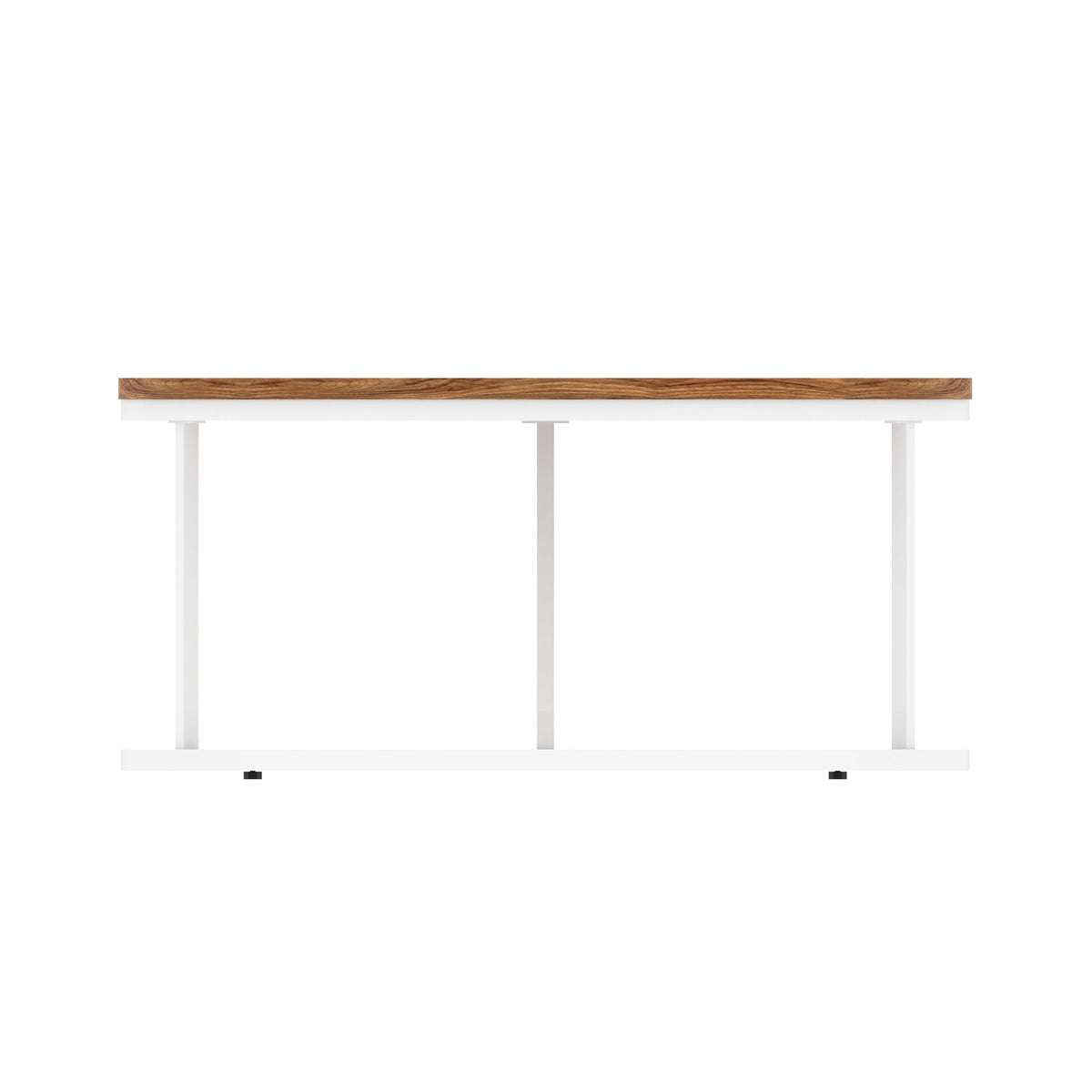 Impulse Round Coffee Table with Metal Frame, walnut top, white frame, 1000mm, view 3