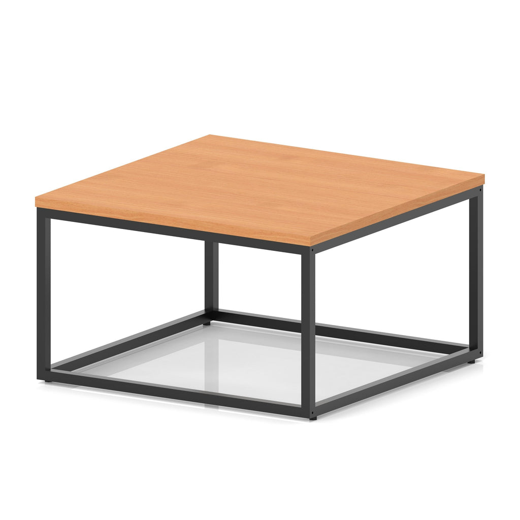 Impulse Square Coffee Table with Metal Frame, beech top, black frame