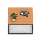 Impulse Square Coffee Table with Metal Frame, beech top, black frame, view 2