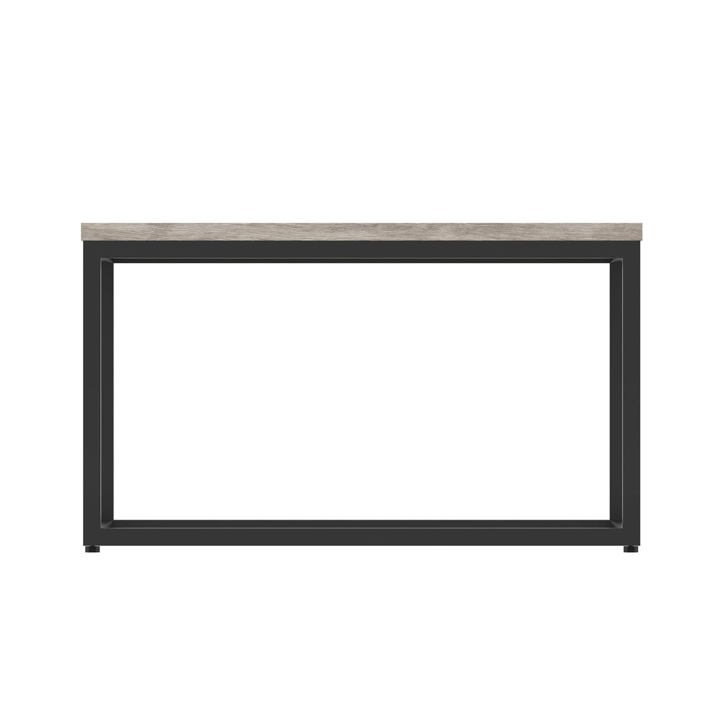 Impulse Square Coffee Table with Metal Frame, grey oak top, black frame, view 3