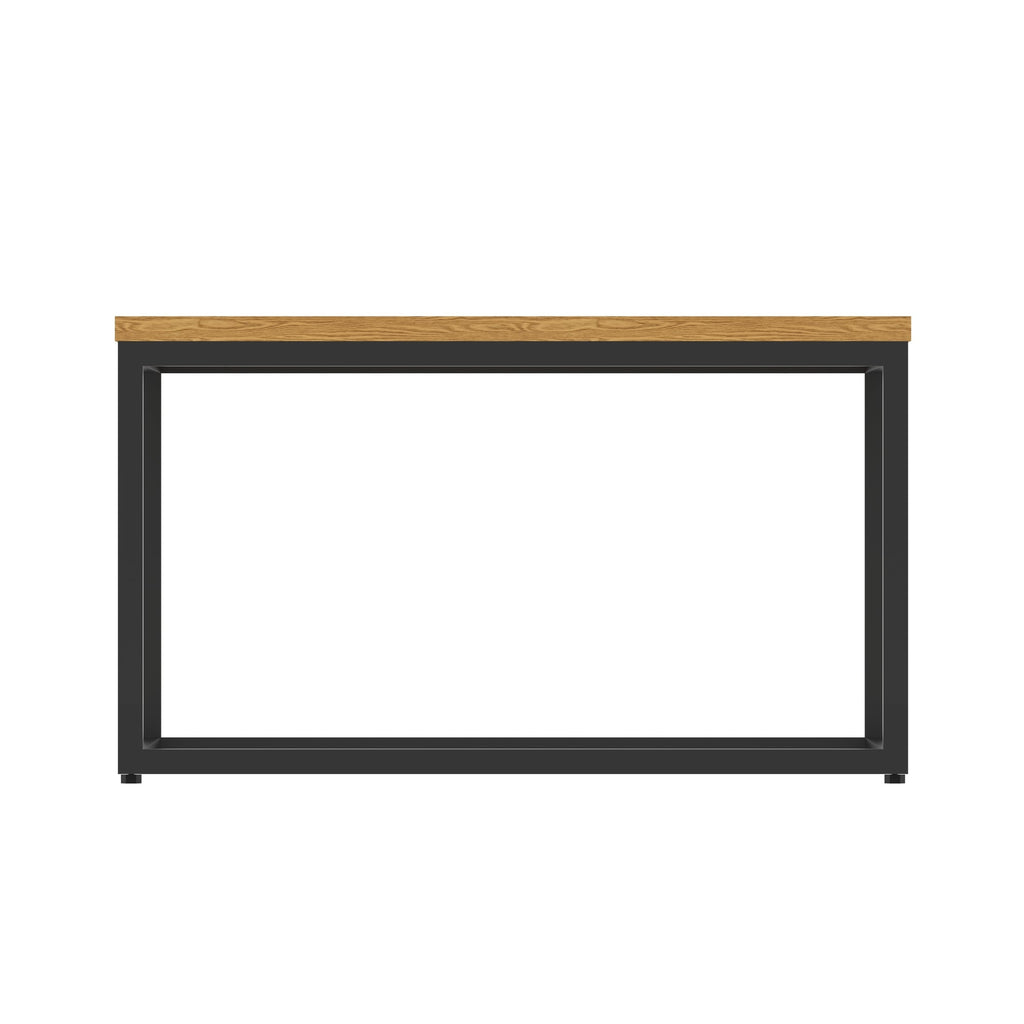 Impulse Square Coffee Table with Metal Frame, oak top, black frame, view 3