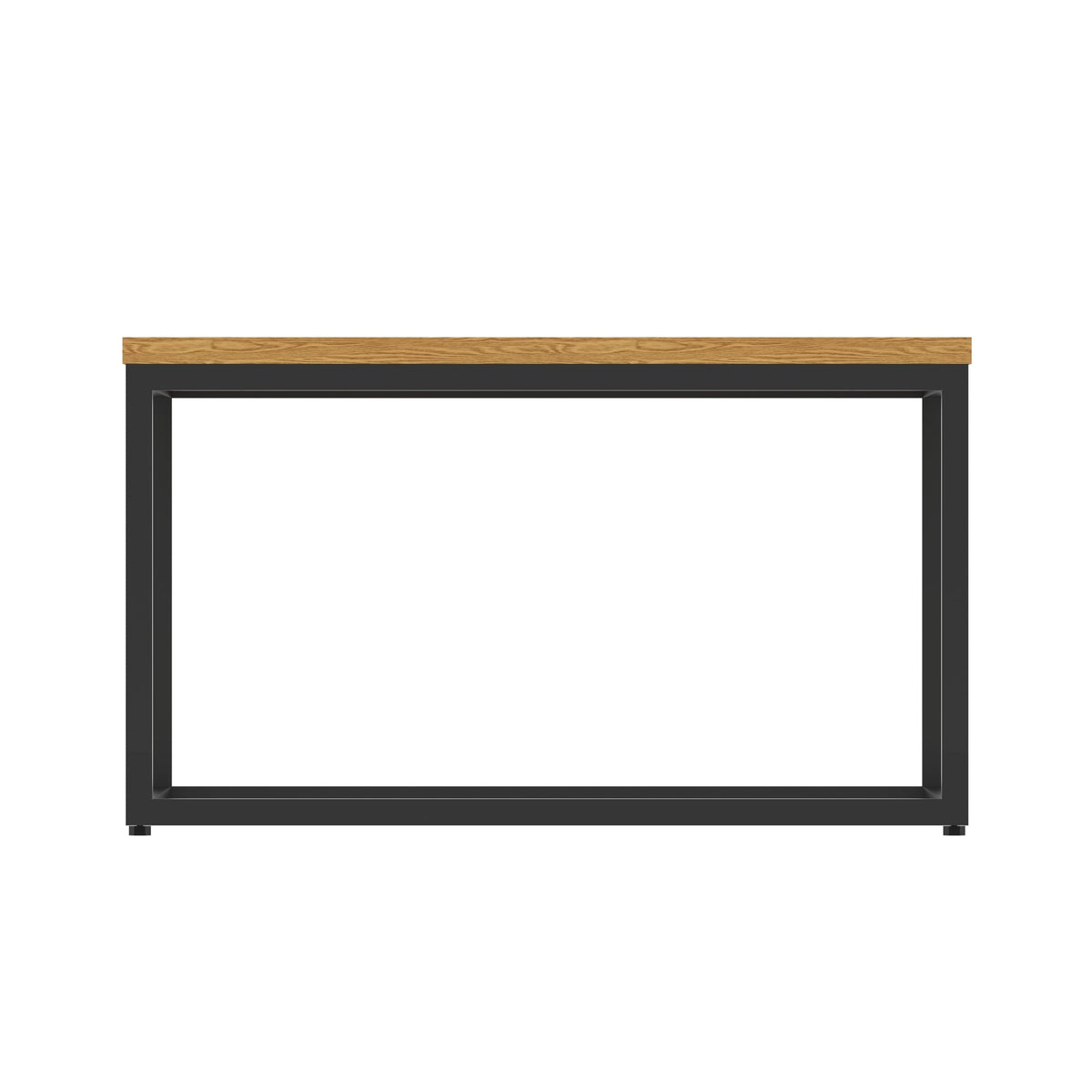 Impulse Square Coffee Table with Metal Frame, oak top, black frame, view 3