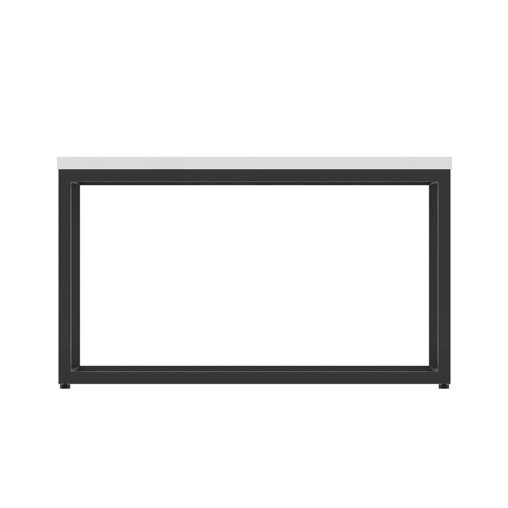 Impulse Square Coffee Table with Metal Frame, white top, black frame, view 3