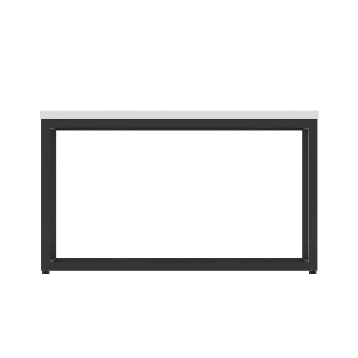 Impulse Square Coffee Table with Metal Frame, white top, black frame, view 3